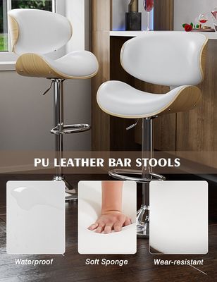 Salle de bar Meubles de restaurant hauteur réglable Tabourets de bar pivotants avec dossier et repose-pieds