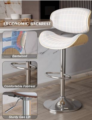 Salle de bar Meubles de restaurant hauteur réglable Tabourets de bar pivotants avec dossier et repose-pieds