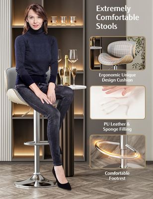 Tabourets à barre pivotante réglable en hauteur avec dossier et repose-pieds