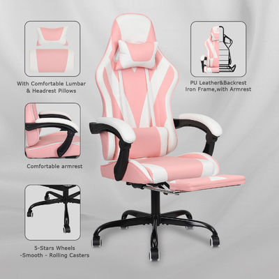 ALINUNU Type métallique métallique haut dos Vidéo ergonomie PC de course Chaise de jeu avec repose-pieds