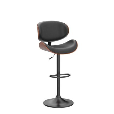 Chaise de bar rembourrée en cuir en PU extérieur avec dos et repose-pieds réglable en hauteur