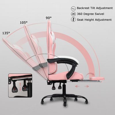 ALINUNU Type métallique métallique haut dos Vidéo ergonomie PC de course Chaise de jeu avec repose-pieds