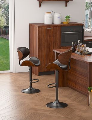 Chaise de bar rembourrée en cuir en PU extérieur avec dos et repose-pieds réglable en hauteur
