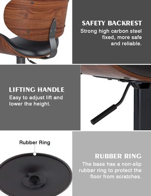 Chaise de bar rembourrée en cuir en PU extérieur avec dos et repose-pieds réglable en hauteur