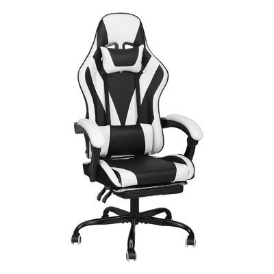 Chaise de jeu de course ergonomie vidéo en cuir synthétique à dos élevé avec repose-pieds ALINUNU