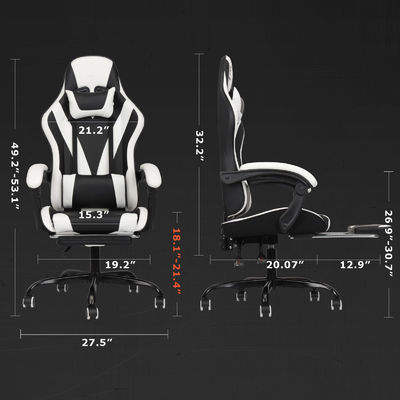 Chaise de jeu de course ergonomie vidéo en cuir synthétique à dos élevé avec repose-pieds ALINUNU