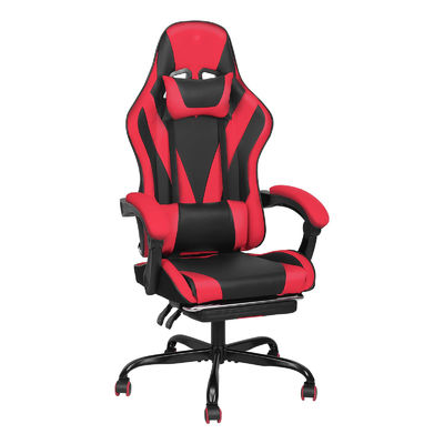 Chaise de jeu de course à dos haut en cuir synthétique avec repose-pieds et hauteur réglable