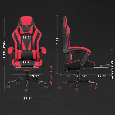 Chaise de jeu de course à dos haut en cuir synthétique avec repose-pieds et hauteur réglable