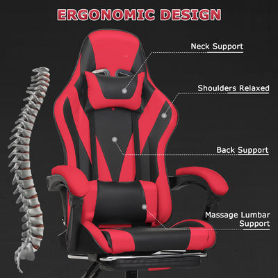 Chaise de jeu de course à dos haut en cuir synthétique avec repose-pieds et hauteur réglable
