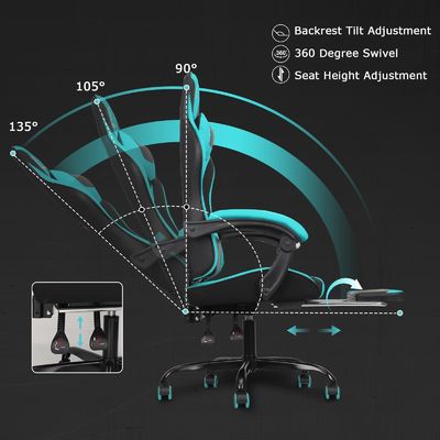 Moderne design haut dos vidéo ergonomie chaise de jeu de course avec repose-pieds abordable