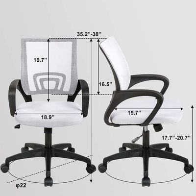 ALINUNU Chaise exécutive en maille blanche avec support lombaire et mécanisme papillon