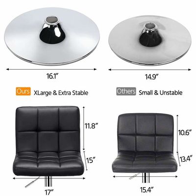 19.5&quot;D x 17&quot;W x 36.5&quot;H Tabourets de bar modernes à hauteur réglable et en cuir en PU pivotant