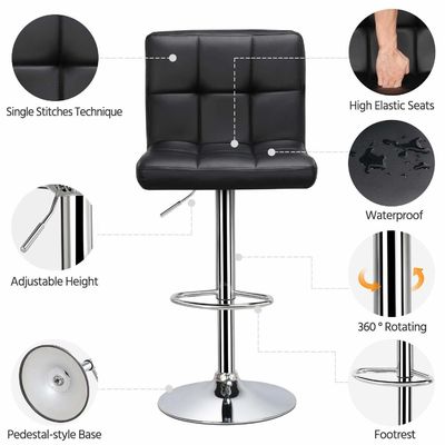 19.5&quot;D x 17&quot;W x 36.5&quot;H Tabourets de bar modernes à hauteur réglable et en cuir en PU pivotant