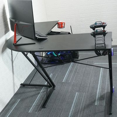 Espace de travail Bureau à domicile Table de jeu informatique en forme de L avec support de moniteur d'angle rond