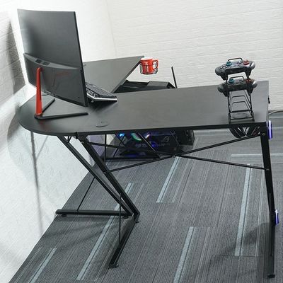 Espace de travail Bureau à domicile Table de jeu informatique en forme de L avec support de moniteur d'angle rond