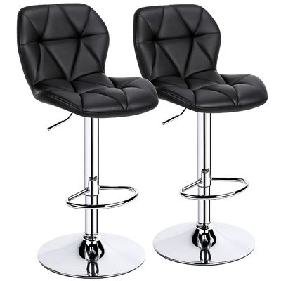 Chaise de bar avec dossier hauteur réglable Tourne-disque haute tabourets de bar en PU moderne cuir