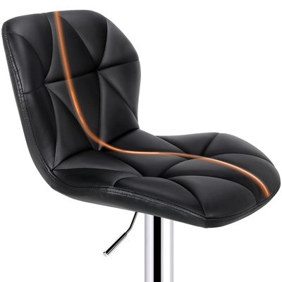 Chaise de bar avec dossier hauteur réglable Tourne-disque haute tabourets de bar en PU moderne cuir