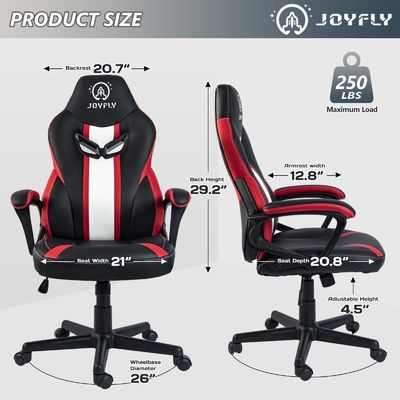 Chaise de jeu de course à cadre métallique ALINUNU avec support lombaire et conception ergonomique