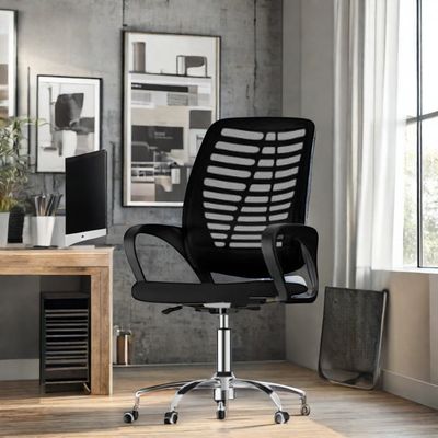 Chaise de bureau à treillis pivotant moderne avec hauteur réglable et accoudoirs couleur personnalisée