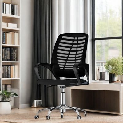 Chaise de bureau à treillis pivotant moderne avec hauteur réglable et accoudoirs couleur personnalisée