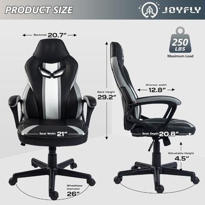 Chaise de jeu pivotante de style moderne ergonomique de course avec support lombaire réglable