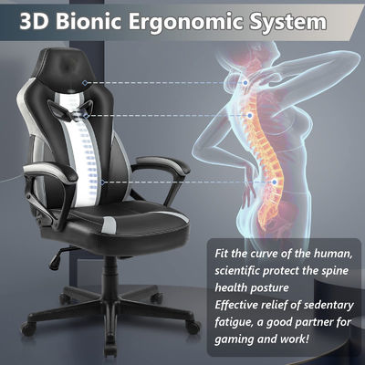 Chaise de jeu pivotante de style moderne ergonomique de course avec support lombaire réglable