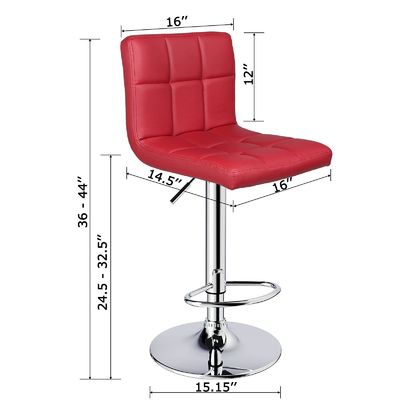 Moderne design en cuir en PU, tabouret pivotant réglable avec dos de 14,5 &quot;D x 16&quot;W x 24,5&quot;H
