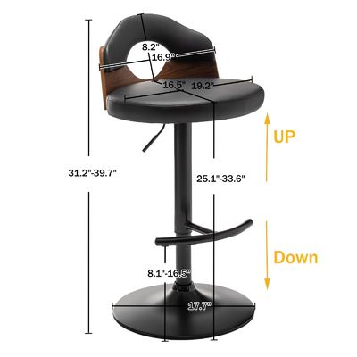 Design moderne Tabourets de bar du milieu du siècle Chaises de comptoir pivotantes réglables pour l'île de cuisine
