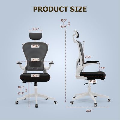 Chaise de bureau ergonomique personnalisable avec bras pliables
