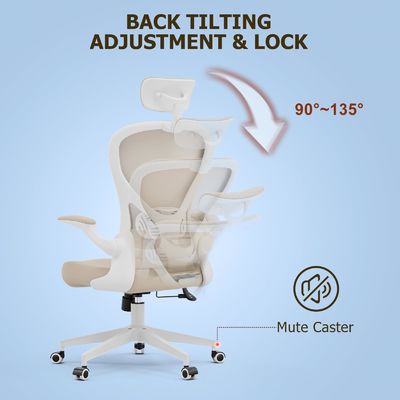 Chaise de bureau ergonomique personnalisable avec bras pliables