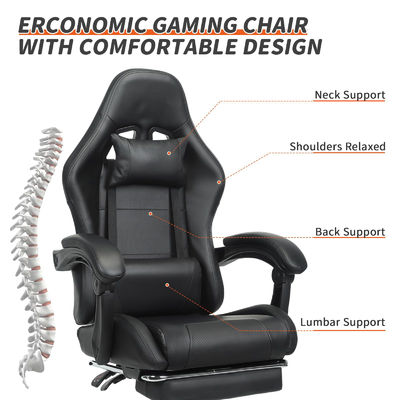 Chaise de jeu réglable en hauteur avec support lombaire et repose-pieds de couleur personnalisée