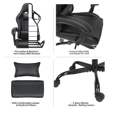 Chaise de jeu réglable en hauteur avec support lombaire et repose-pieds de couleur personnalisée