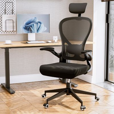 Fonction pivotante et bras pliables fauteuil de bureau ergonomique à domicile avec réglage de hauteur
