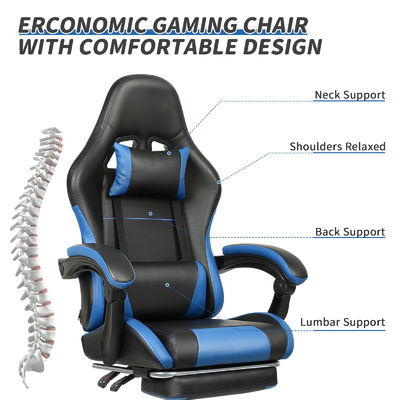 Chaise de jeu vidéo personnalisée réglable en hauteur de couleur avec support lombaire et repose-pieds