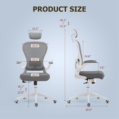 Chaise pivotante moderne avec bras pliables Type métallique chaise de bureau ergonomique à domicile