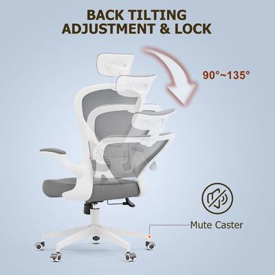 Chaise pivotante moderne avec bras pliables Type métallique chaise de bureau ergonomique à domicile
