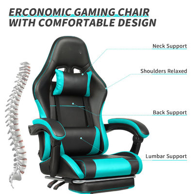 Chaise de jeu métallique de design moderne avec support lombaire et repose-pieds réglable en hauteur