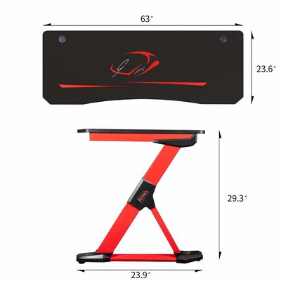 Bureau de jeu en plastique en surface en forme de Z avec porte-gobelets et haut-parleurs