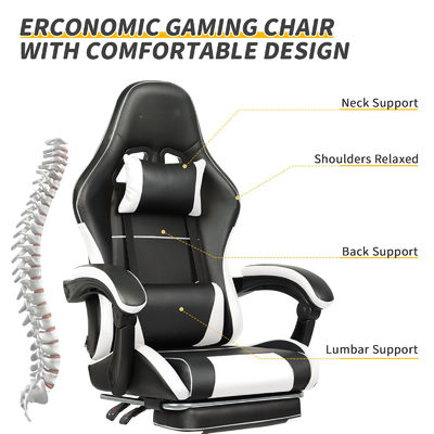 Chaise de jeu à hauteur réglable de conception ergonomique avec support lombaire et repose-pieds