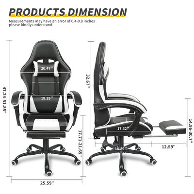 Chaise de jeu à hauteur réglable de conception ergonomique avec support lombaire et repose-pieds