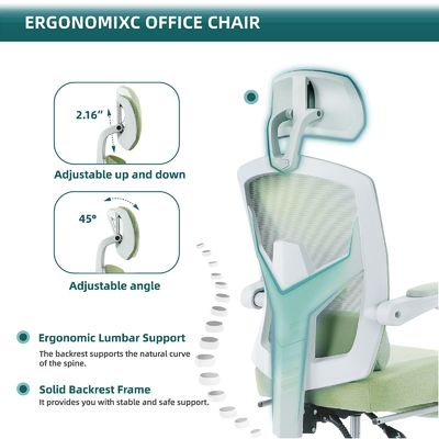 27.56&quot;D x 18.5&quot;W x 47.8&quot;H Chaise pivotante en treillis arrière pour ergonomie de bureau