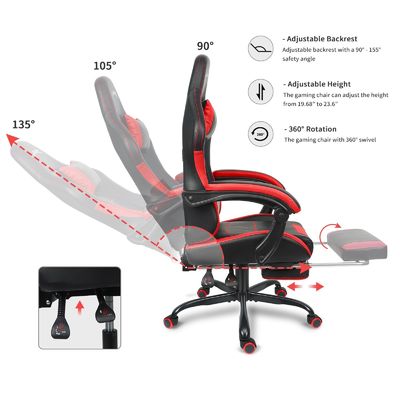 Chaise de jeu en métal de couleur personnalisée avec hauteur réglable et support lombaire