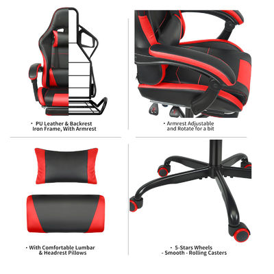 Chaise de jeu en métal de couleur personnalisée avec hauteur réglable et support lombaire