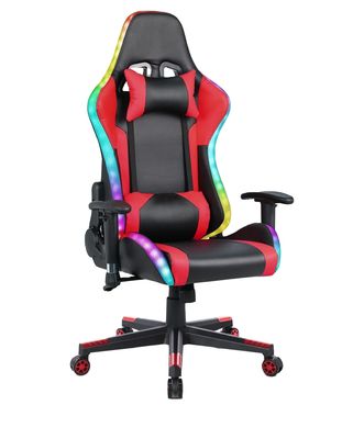 Chaise de jeu en cuir RGB personnalisable ALINUNU avec barre lumineuse LED et matériau de tissu