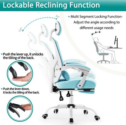 Chaise de bureau d'ordinateur de bureau avec hauteur réglable et fonction de roulement pivotant