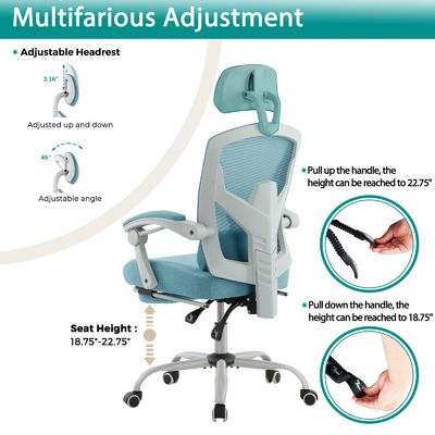 Chaise de bureau d'ordinateur de bureau avec hauteur réglable et fonction de roulement pivotant