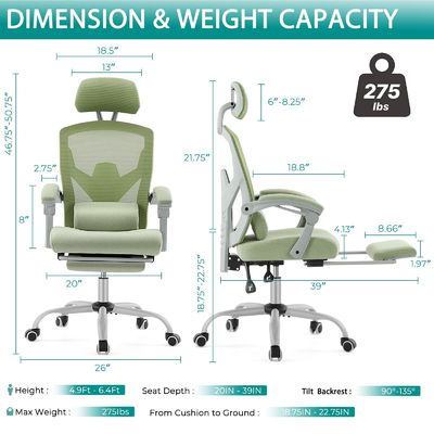 Chaise de bureau à molette arrière avec fonctions pivotantes et inclinables