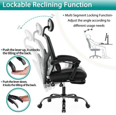 Chaises à rouleaux pivotantes en treillis arrière pour bureau 360 pivotante / hauteur réglable 34,4 livres