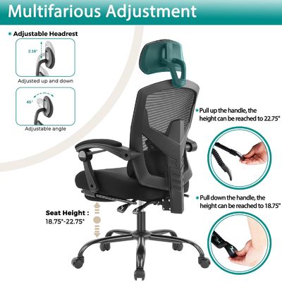 Chaises à rouleaux pivotantes en treillis arrière pour bureau 360 pivotante / hauteur réglable 34,4 livres