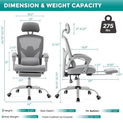 Chaise inclinable pivotante avec hauteur réglable et couleur personnalisée